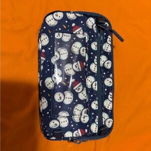 Snowman Print Blue Crossbody Bag